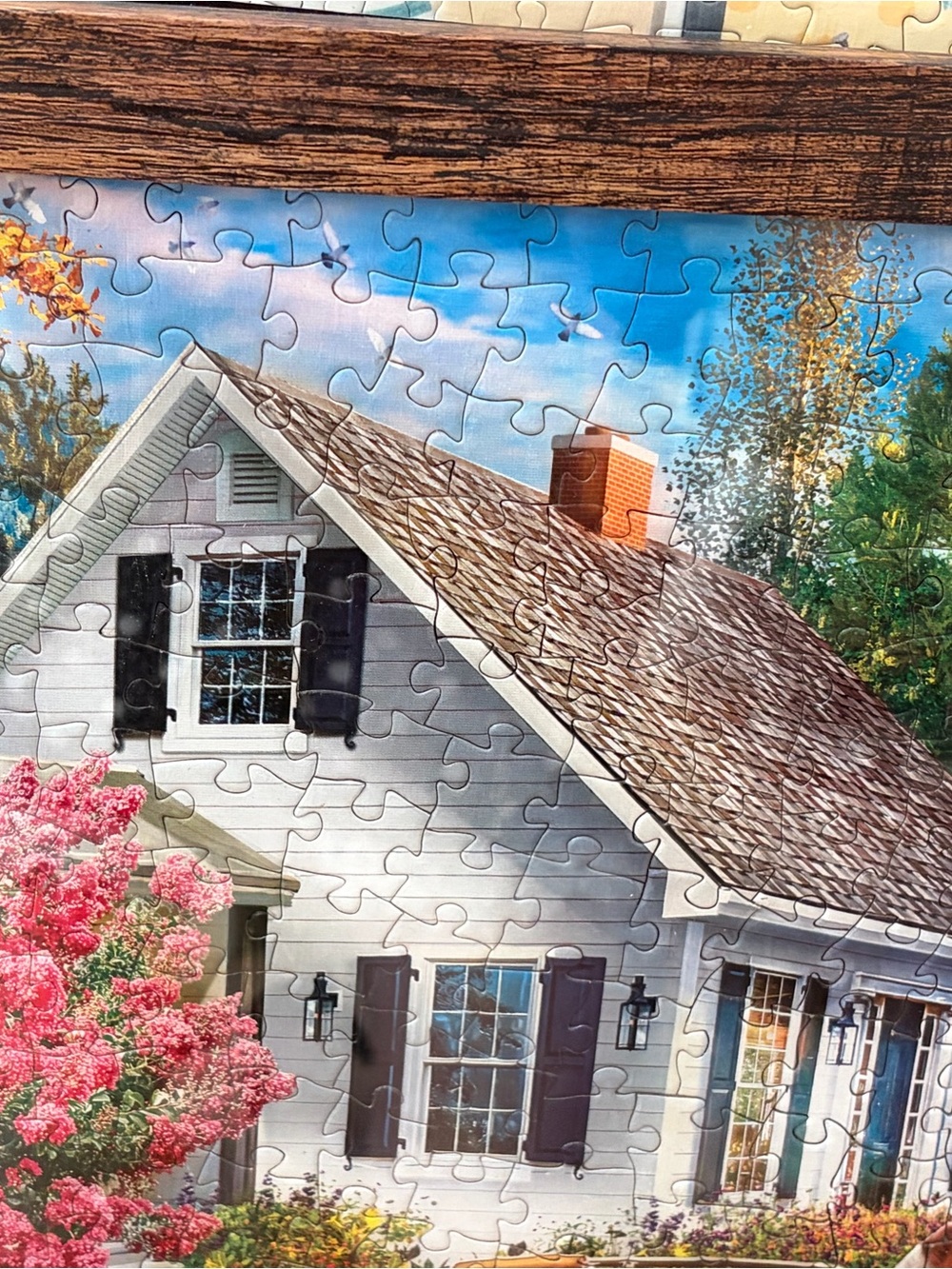 Scenic Lakeside Puzzle Art - Dogs by Cottage - Picture 4 of 7